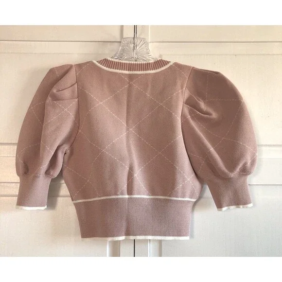 Japan Fashion Pink Cropped Short Sleeves Cardigan, Womens Size XS - Picture 2 of 4